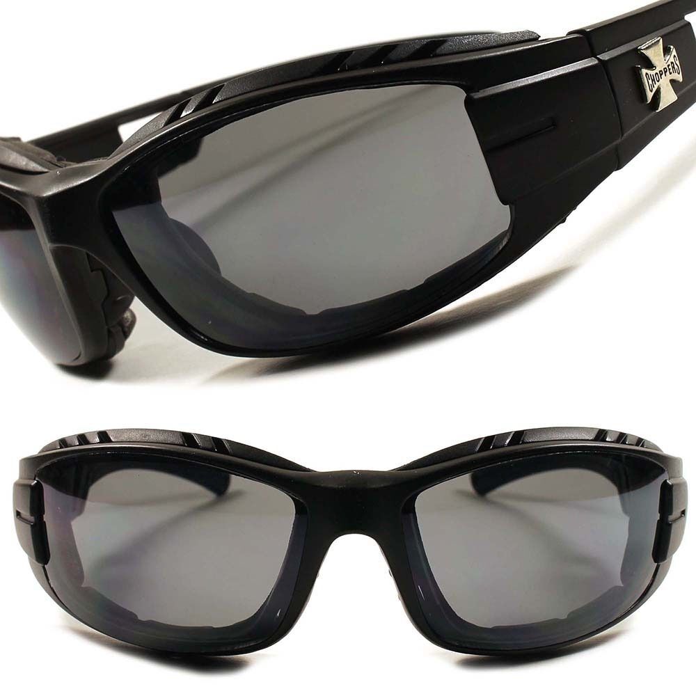 Choppers Black Motorcycle Biker Riding Foam Padded Wrap Sport Sunglasses